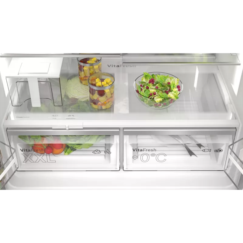 Bosch Serie 6 KFI96APEA frigorífico combi French Door, 574 l (375 l frigorífico + 199 l congelador), clase energética E, Home Connect, acero inoxidable cepillado