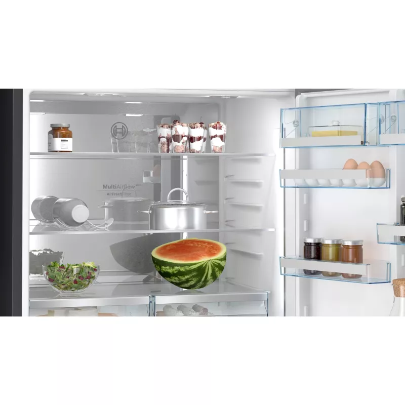 Bosch Serie 8 KGP86AXB0N frigorífico combi de libre instalación, 621 l (419 l frigorífico + 202 l congelador), clase energética B, 186 cm, Home Connect, acero inoxidable negro