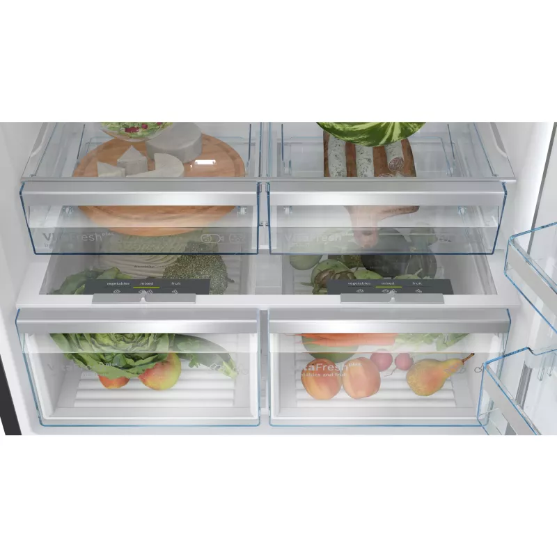 Bosch Serie 8 KGP86AXB0N frigorífico combi de libre instalación, 621 l (419 l frigorífico + 202 l congelador), clase energética B, 186 cm, Home Connect, acero inoxidable negro