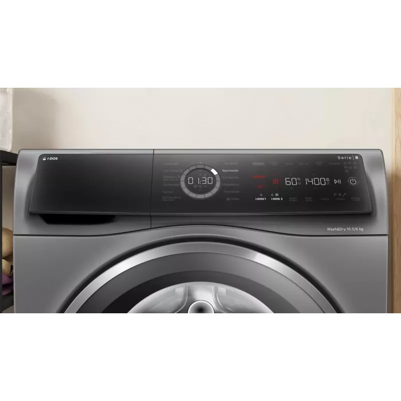 Lavadora-secadora Bosch Serie 8 WNC254AS0 Independiente Carga frontal Acero inoxidable