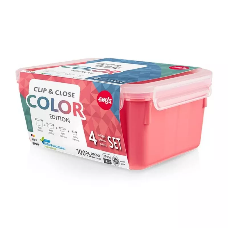 EMSA Clip & Close set rectangular coral 4 uds.
