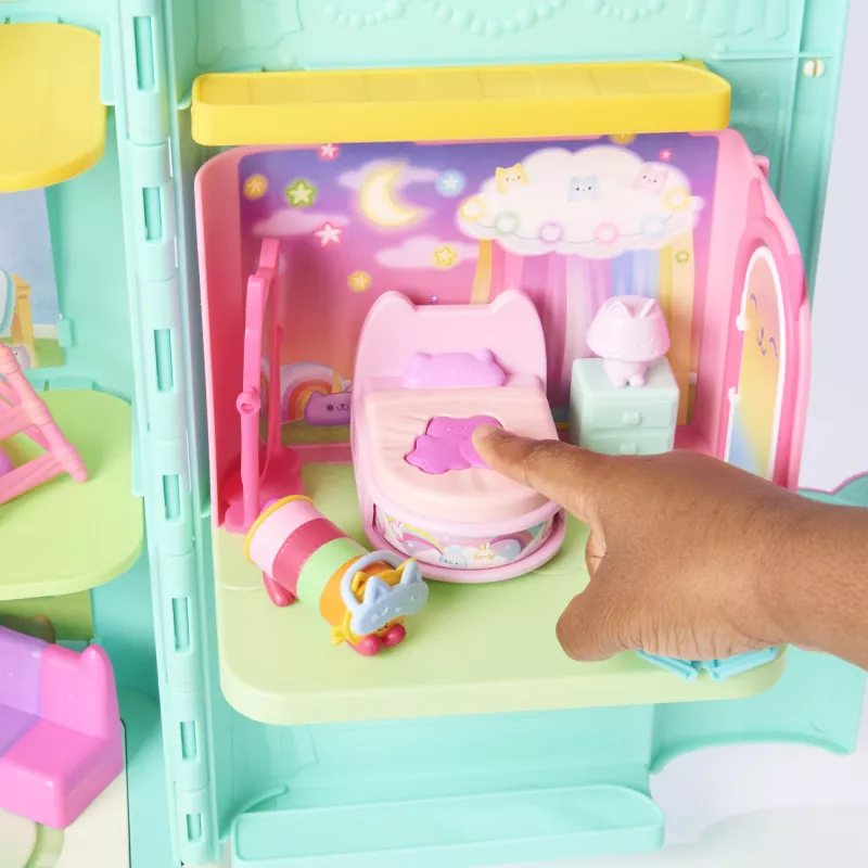 Gabby's Dollhouse, Dormitorio Dulces Sueños con figura Pillow Cat y 3 accesorios, 3 muebles y 2 entregas, juguete para niños a partir de 3 años
