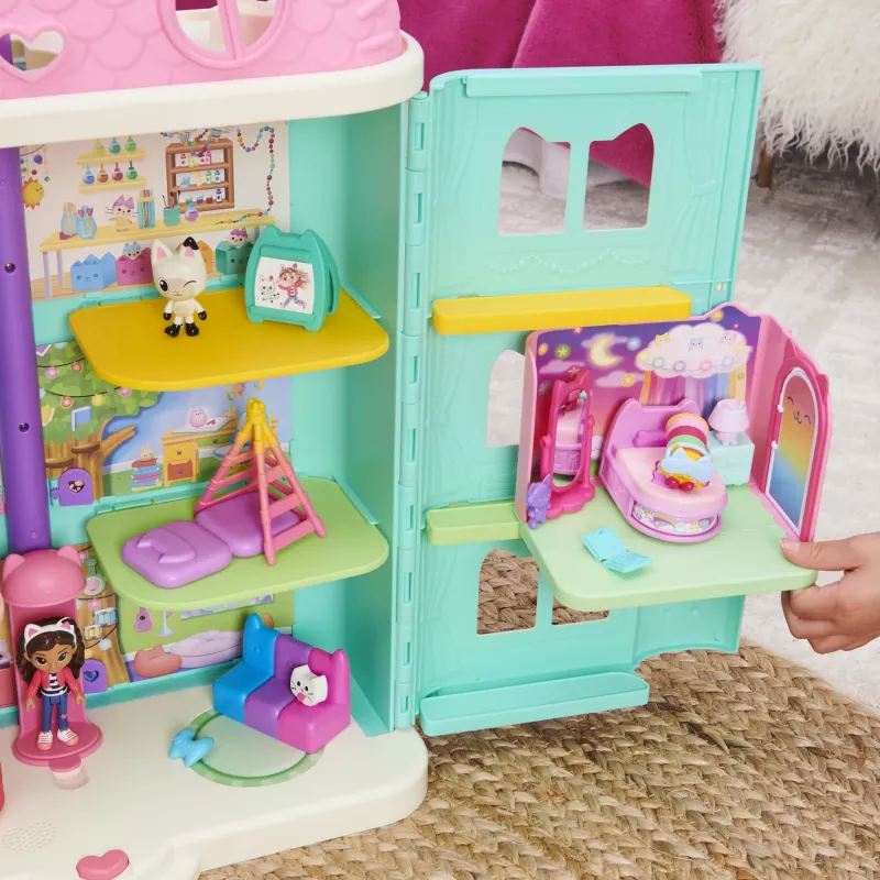 Gabby's Dollhouse, Dormitorio Dulces Sueños con figura Pillow Cat y 3 accesorios, 3 muebles y 2 entregas, juguete para niños a partir de 3 años