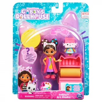 Casa de muñecas de Gabby, set de taller de arte con 2 figuras, 2 accesorios, entrega y mueble, juguete para niños a partir de 3 años