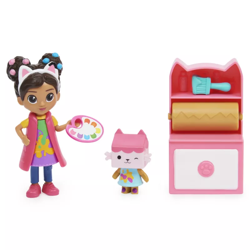 Casa de muñecas de Gabby, set de taller de arte con 2 figuras, 2 accesorios, entrega y mueble, juguete para niños a partir de 3 años