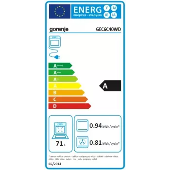 Gorenje GEC6C40WD cocina independiente placa vitrocerámica eléctrica negra, blanca