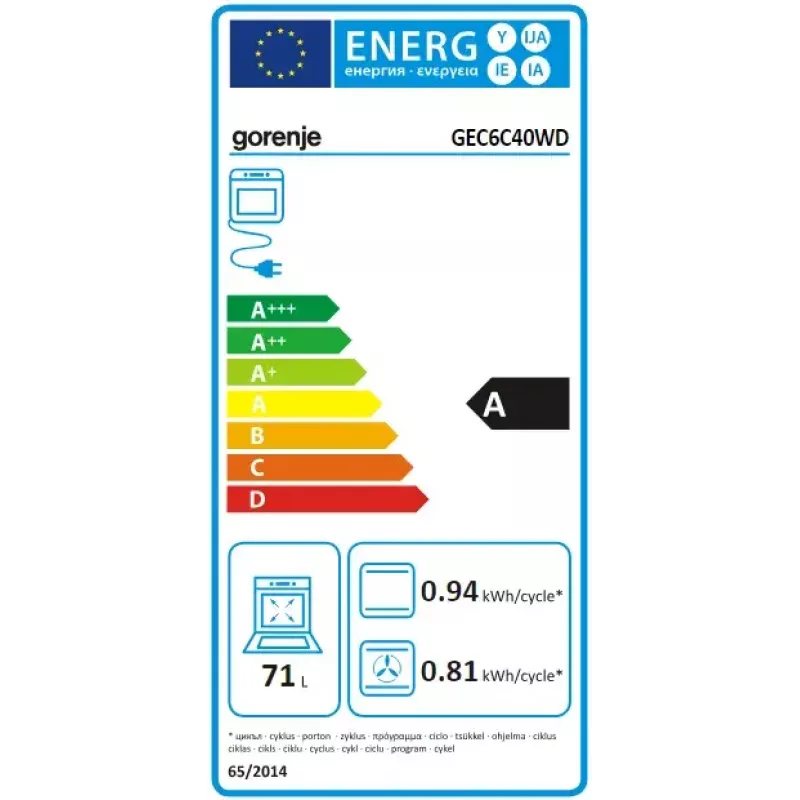 Gorenje GEC6C40WD cocina independiente placa vitrocerámica eléctrica negra, blanca