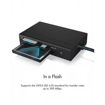 ICY BOX IB-CR401-C3 Lector de tarjetas USB 3.2 Gen 1 (3.1 Gen 1) Type-C Negro