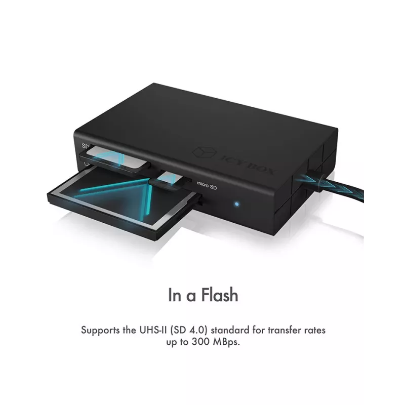 ICY BOX IB-CR401-C3 Lector de tarjetas USB 3.2 Gen 1 (3.1 Gen 1) Type-C Negro