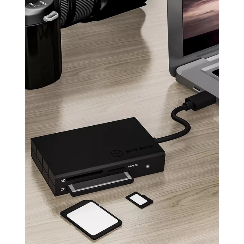 ICY BOX IB-CR401-C3 Lector de tarjetas USB 3.2 Gen 1 (3.1 Gen 1) Type-C Negro
