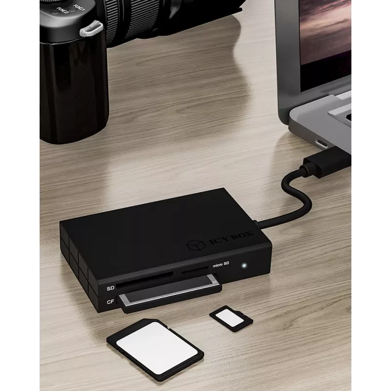 ICY BOX IB-CR401-C3 Lector de tarjetas USB 3.2 Gen 1 (3.1 Gen 1) Type-C Negro