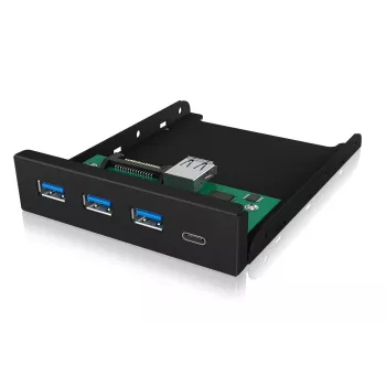 Hub USB ICY BOX IB-HUB1418-i3 — chipset GL3520/ASM1543, negro, 101×137×25 mm