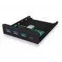 ICY BOX IB-HUB1418-i3 panel frontal de 3,5 pulgadas con hub USB 3.0, 3x USB Type-A, 1x USB Type-C, negro