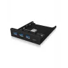 ICY BOX IB-HUB1418-i3 panel frontal de 3,5 pulgadas con hub USB 3.0, 3x USB Type-A, 1x USB Type-C, negro