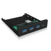 ICY BOX IB-HUB1418-i3 panel frontal de 3,5 pulgadas con hub USB 3.0, 3x USB Type-A, 1x USB Type-C, negro