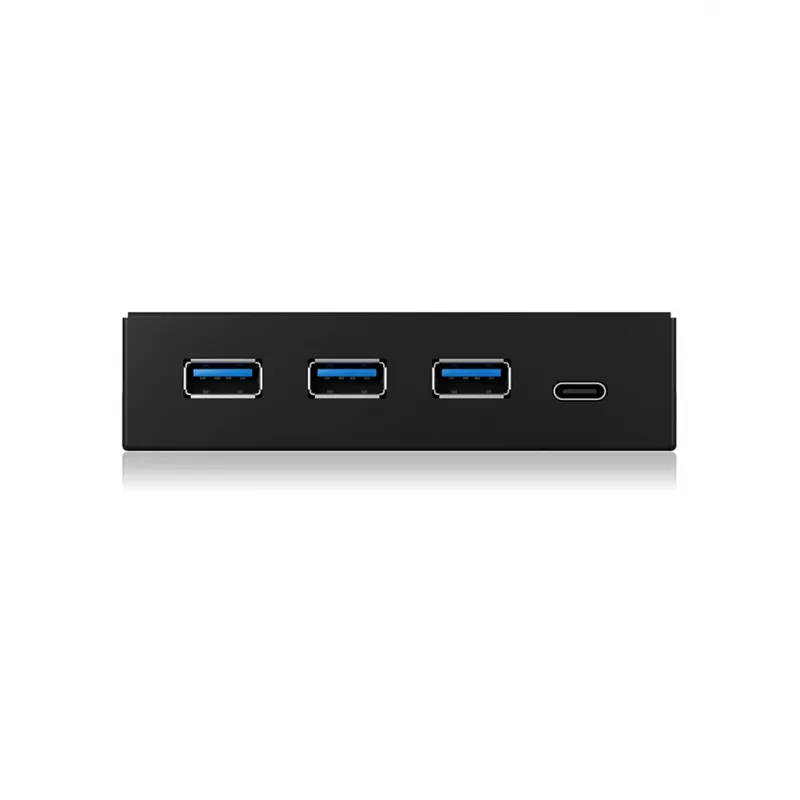 ICY BOX IB-HUB1418-i3 panel frontal de 3,5 pulgadas con hub USB 3.0, 3x USB Type-A, 1x USB Type-C, negro