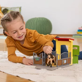 schleich FARM WORLD box de poni con semental de caballo islandés, granja, edificio, animales de granja / juguete de granja, cuadra, caballos, 3 año(s), multicolor