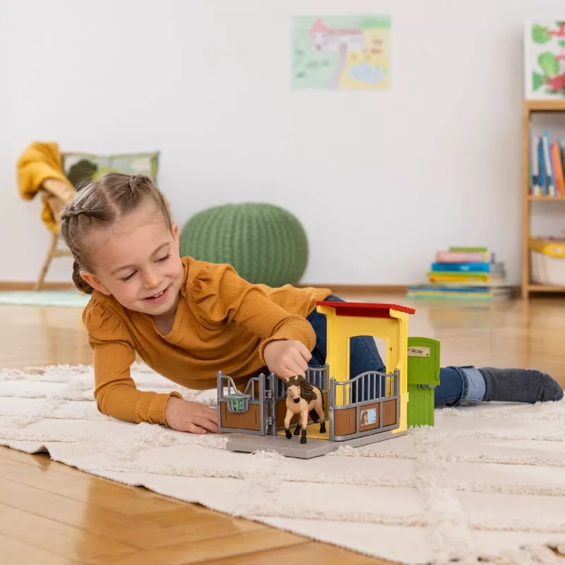 schleich FARM WORLD box de poni con semental de caballo islandés, granja, edificio, animales de granja / juguete de granja, cuadra, caballos, 3 año(s), multicolor