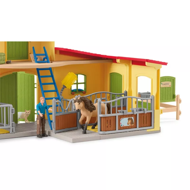 schleich FARM WORLD box de poni con semental de caballo islandés, granja, edificio, animales de granja / juguete de granja, cuadra, caballos, 3 año(s), multicolor