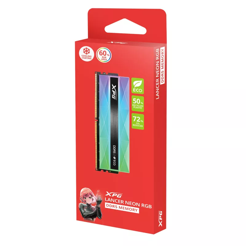 ADATA DIMM 16 GB DDR5-6400 (1x 16 GB) (plateado - AX5U6400C3216G-CLANRSG - Lancer Neon RGB - INTEL XMP - AMD EXPO) - 16 GB - DDR5