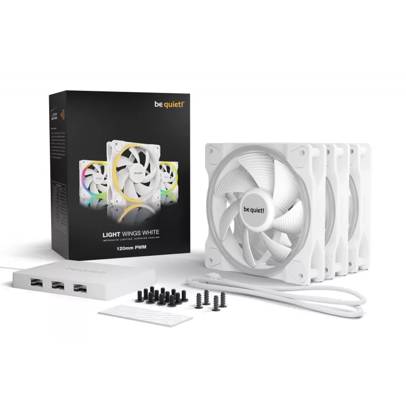 be quiet Light Wings White | 120mm PWM Triple Pack ventilador para carcasa de PC 12 cm 3 uds.
