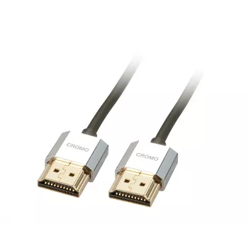 Lindy Cable HDMI CROMO delgado de alta velocidad con Ethernet de 0,5 m, 0,5 m, HDMI Tipo A (estándar), HDMI Tipo A (estándar), 3D, negro