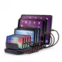 Lindy Estación de carga USB de 96W y 10 puertos, independiente, plástico, negro, contacto, compatible con todos los dispositivos USB Tipo A, fuente de alimentación
