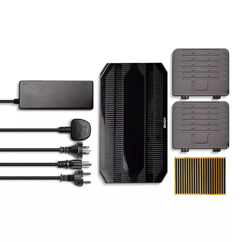 Lindy Estación de carga USB de 96W y 10 puertos, independiente, plástico, negro, contacto, compatible con todos los dispositivos USB Tipo A, fuente de alimentación