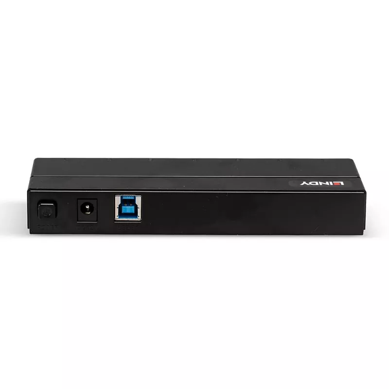 Lindy Hub USB 3.0 de 7 puertos, USB 3.2 Gen 1 (3.1 Gen 1) Tipo A, USB 3.2 Gen 1 (3.1 Gen 1) Tipo A, USB 3.2 Gen 1 (3.1 Gen 1), 5000 Mbit/s, negro, plástico