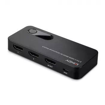 Lindy 38339 conmutador HDMI 2.1 8K60 bidireccional de 2 puertos, HDR, negro