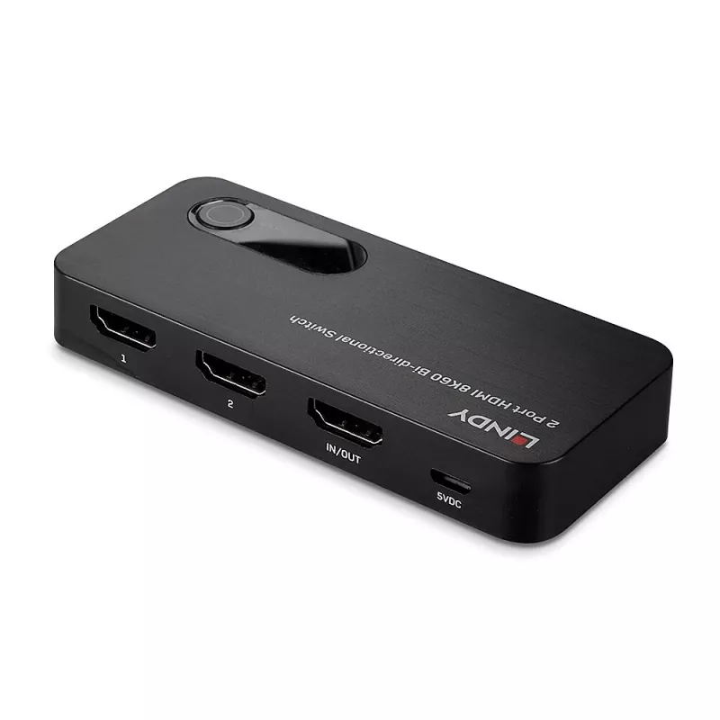 Lindy 38339 conmutador HDMI 2.1 8K60 bidireccional de 2 puertos, HDR, negro