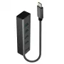 Lindy 43325 hub USB 3.2 Gen 1 Type-C de 4 puertos, 4x USB-A, 5 Gbps, gris, aluminio/plástico