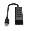 Lindy 43325 hub USB 3.2 Gen 1 Type-C de 4 puertos, 4x USB-A, 5 Gbps, gris, aluminio/plástico