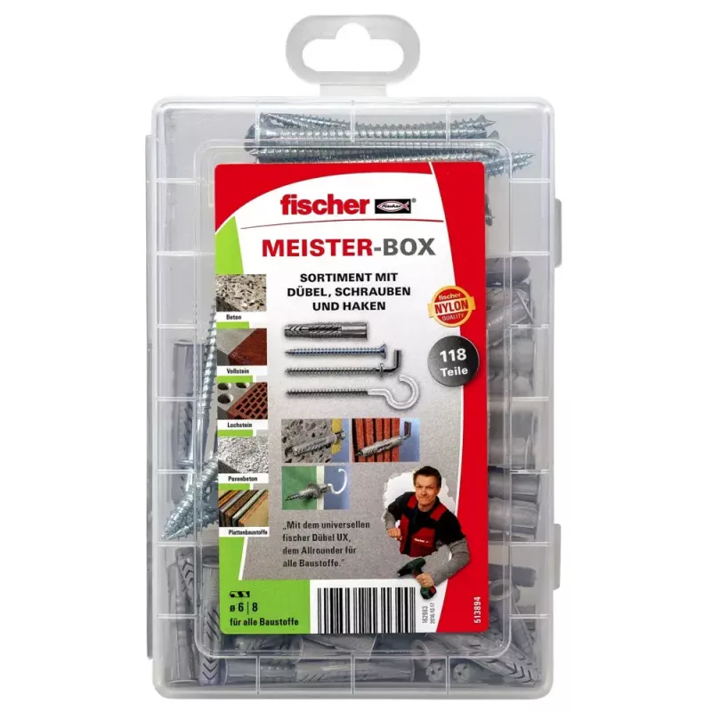 Set de tornillos y tacos Fischer MEISTER-BOX UX 75 unidades