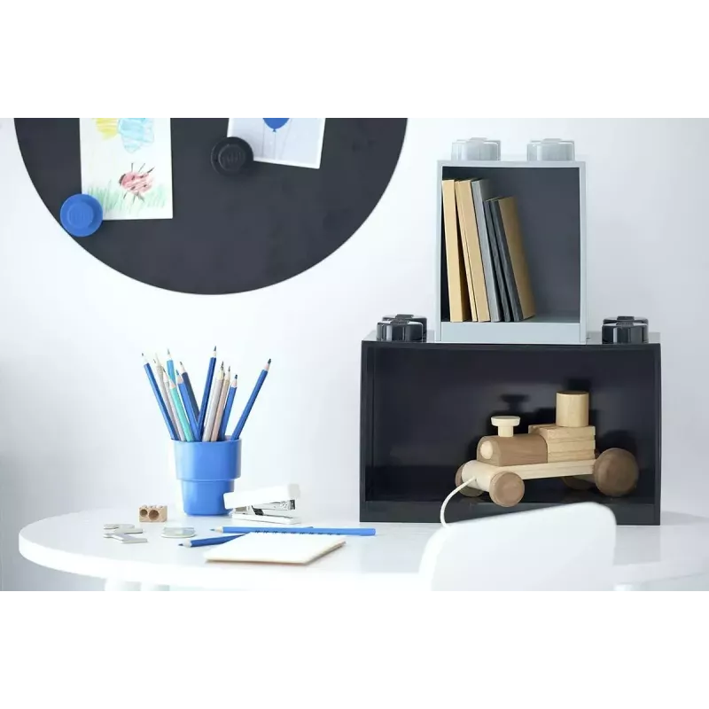 room copenhagen LEGO Brick Shelf 8+4 negro — estantería modular de pared con 2 baldas
