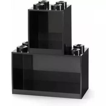 room copenhagen LEGO Brick Shelf 8+4 negro — estantería modular de pared con 2 baldas