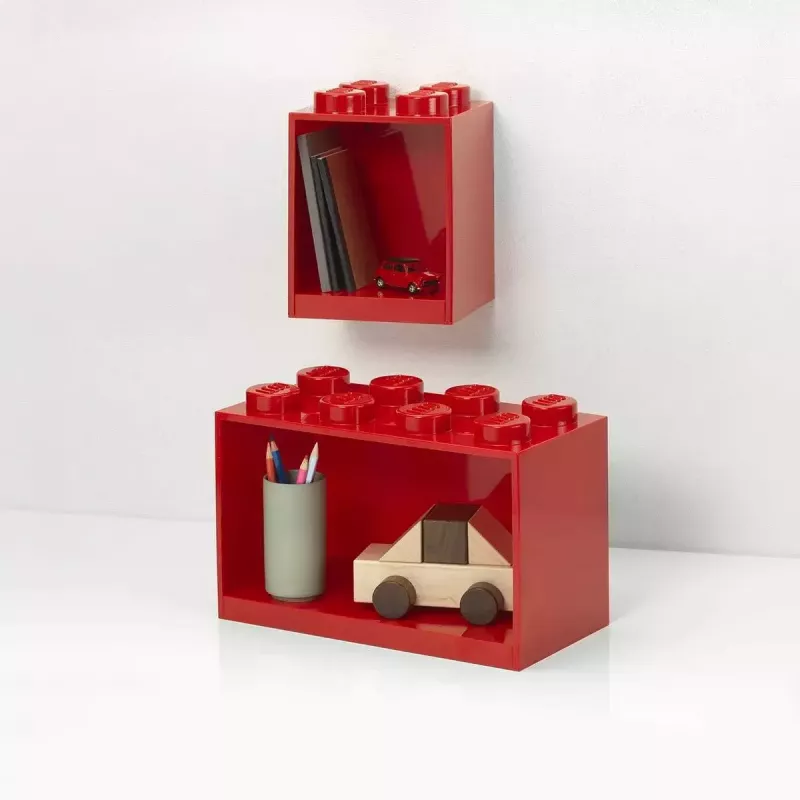 Estantería Room Copenhagen LEGO Brick Shelf 8+4 Roja, 2 baldas
