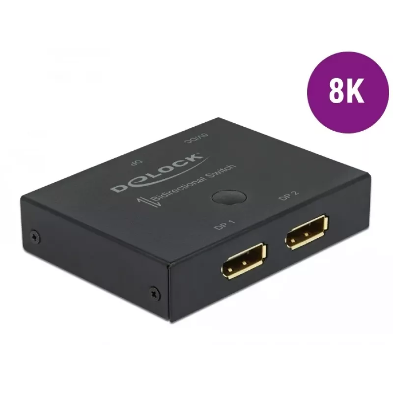 DELOCK Conmutador DisplayPort 2 - 1 - bidireccional 8K 30 Hz