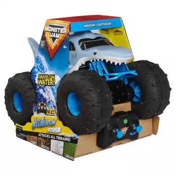Monster Jam, camión monstruo teledirigido oficial Megalodon STORM All-Terrain, escala 1:15