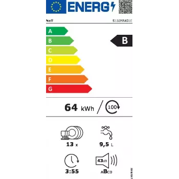 Neff S155YAX01E lavavajillas totalmente integrable 13 cubiertos