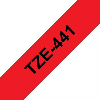 Cinta de etiquetas Brother TZe441 18mm negro sobre rojo