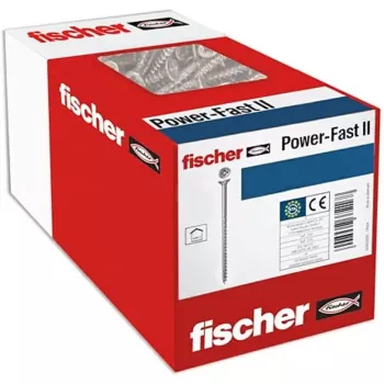 Tornillo Fischer 670501 – tornillo para madera de acero 100 mm, 6 mm de diámetro, 60 mm de rosca, paquete de 25 uds.