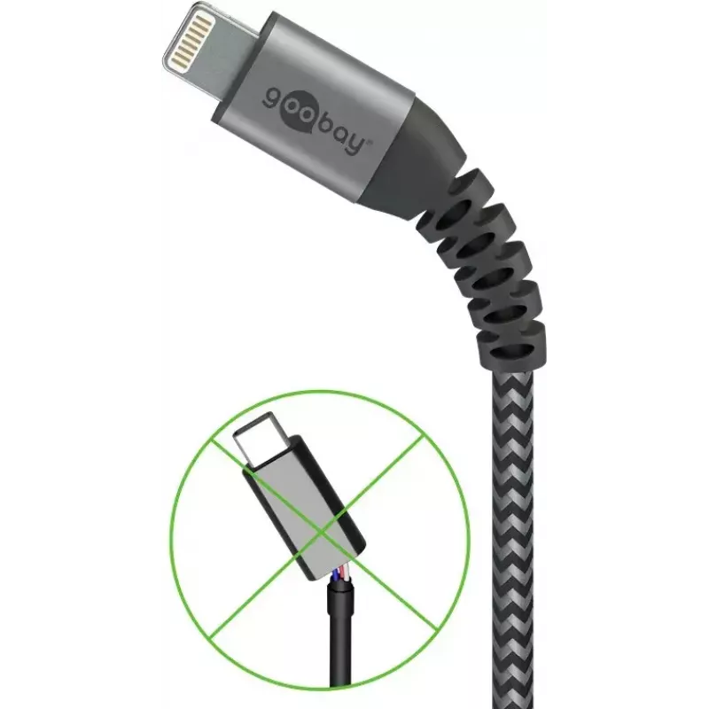 Cable Lightning Wentronic 49267 0,5 m Negro-gris