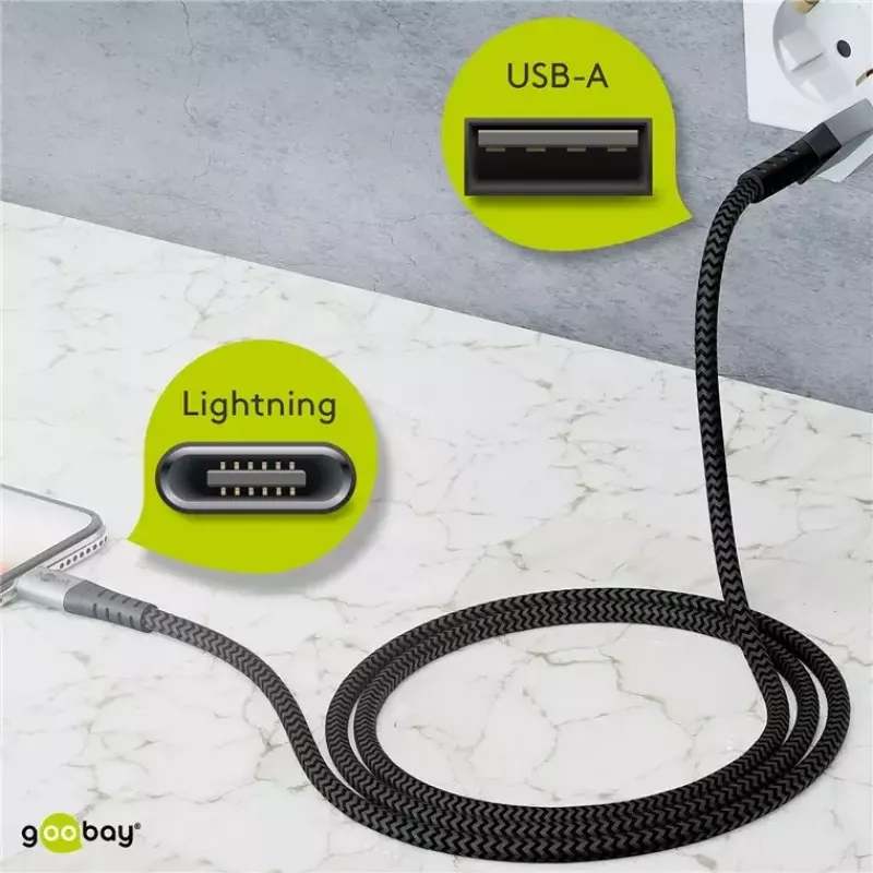 Cable Lightning Wentronic 49267 0,5 m Negro-gris