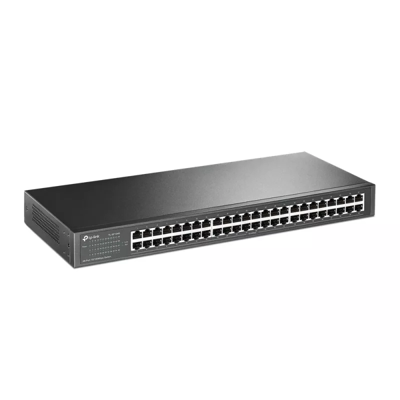 TP-Link Switch de red para rack de 48 puertos 10/100Mbit/s, no gestionado, Fast Ethernet (10/100), montaje en rack, 1U
