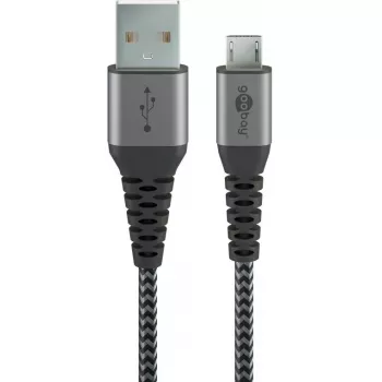 Cable USB Wentronic 49282 USB 2.0 1 m Micro-USB B USB A Negro gris