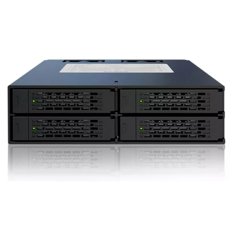 ICY DOCK ToughArmor MB994SP-4SB-1 backplane SATA de 4 bahías de 2,5" para bahía interna de 5,25", sin bandejas, aluminio, ventilador de 40 mm, SATA 6 Gbit/s, negro