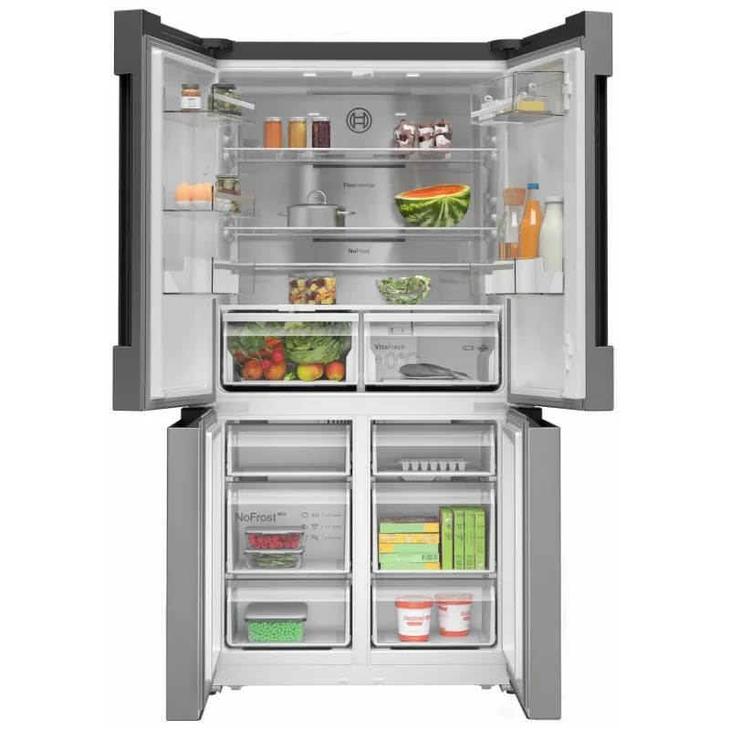 Bosch Serie 4 KFN96APEA frigorífico combi Side-by-Side, French Door, de libre instalación, 605 l (405 l + 200 l), Home Connect, clase energética E, acero inoxidable