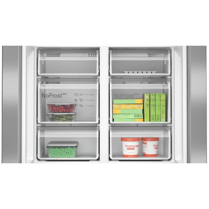 Bosch Serie 4 KFN96APEA frigorífico combi Side-by-Side, French Door, de libre instalación, 605 l (405 l + 200 l), Home Connect, clase energética E, acero inoxidable
