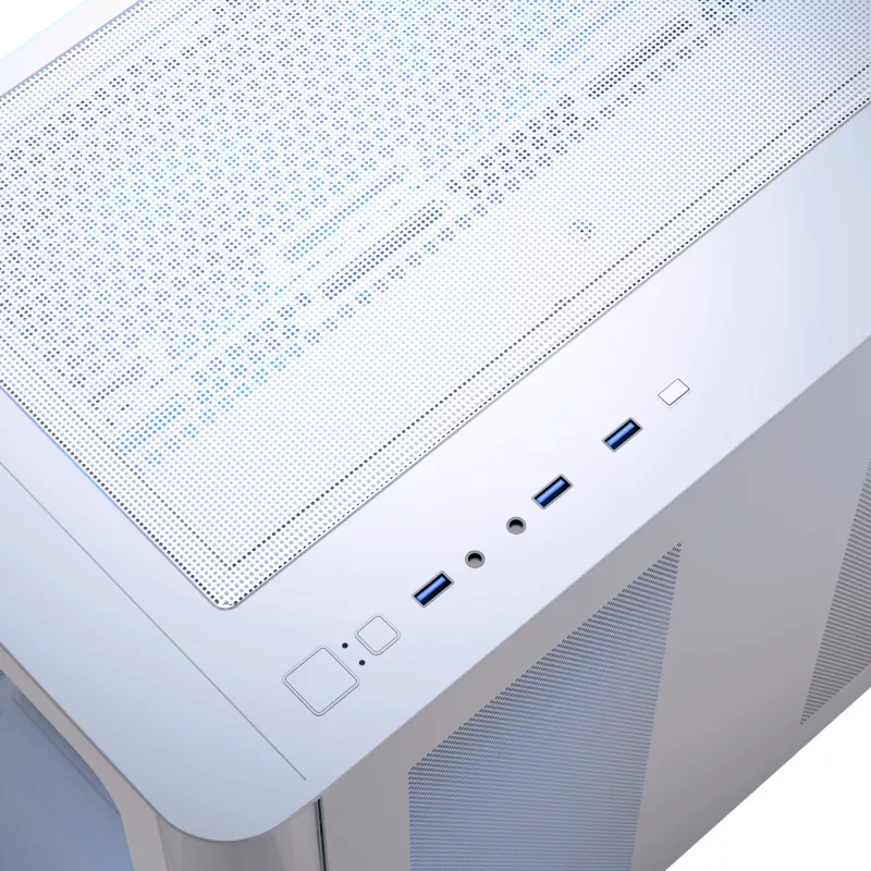 Caja de PC Aerocool P500C torre Midi blanca ATX fuente lateral 3 ventiladores de 120 mm